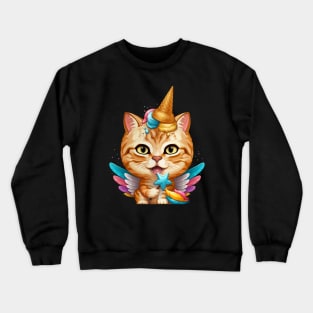 Orange Tabby Cat Ice Cream Unicorn Crewneck Sweatshirt